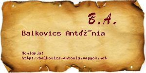 Balkovics Antónia névjegykártya